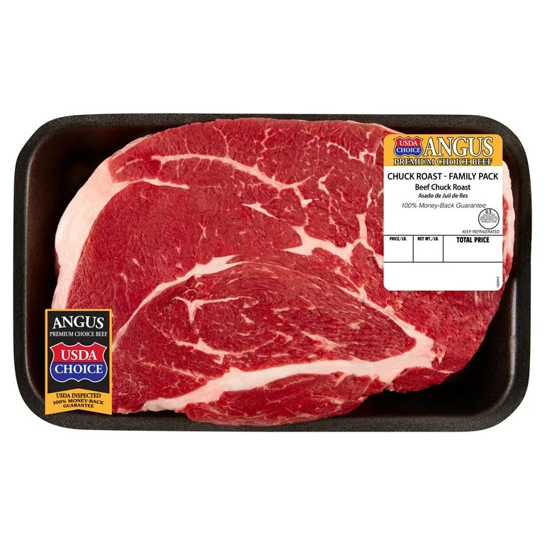 Chuck Roast, Choice Angus Beef, Tray, Family Pack, Fresh, 3.25 - 4.25 lb | Walmart (US)