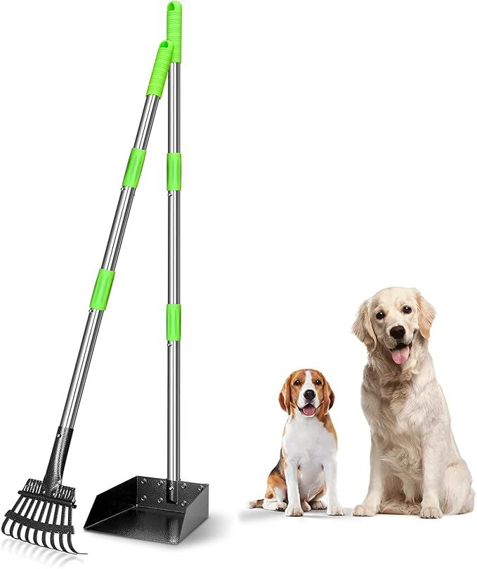 TOOGE Pooper Scooper, Dog Pooper Scooper Long Handle Stainless Metal Tray and Rake for Large Medi... | Amazon (US)