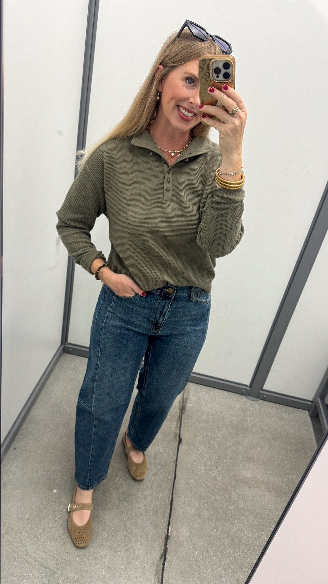 Waffle henley and barrel jeans from Walmart

#LTKootd