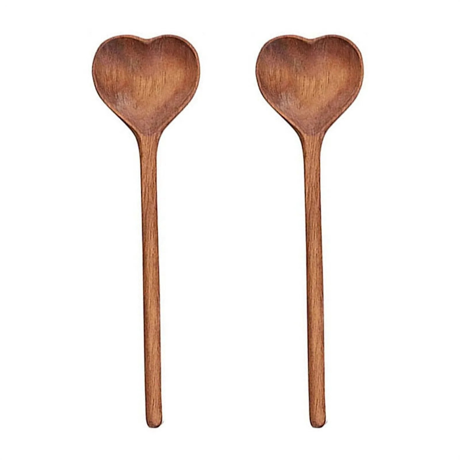 Wooden Heart-Shaped Spoons-Wooden Tea/Coffee Spoons Set (2Pcs) - Small Wooden Spoons for Condimen... | Walmart (US)