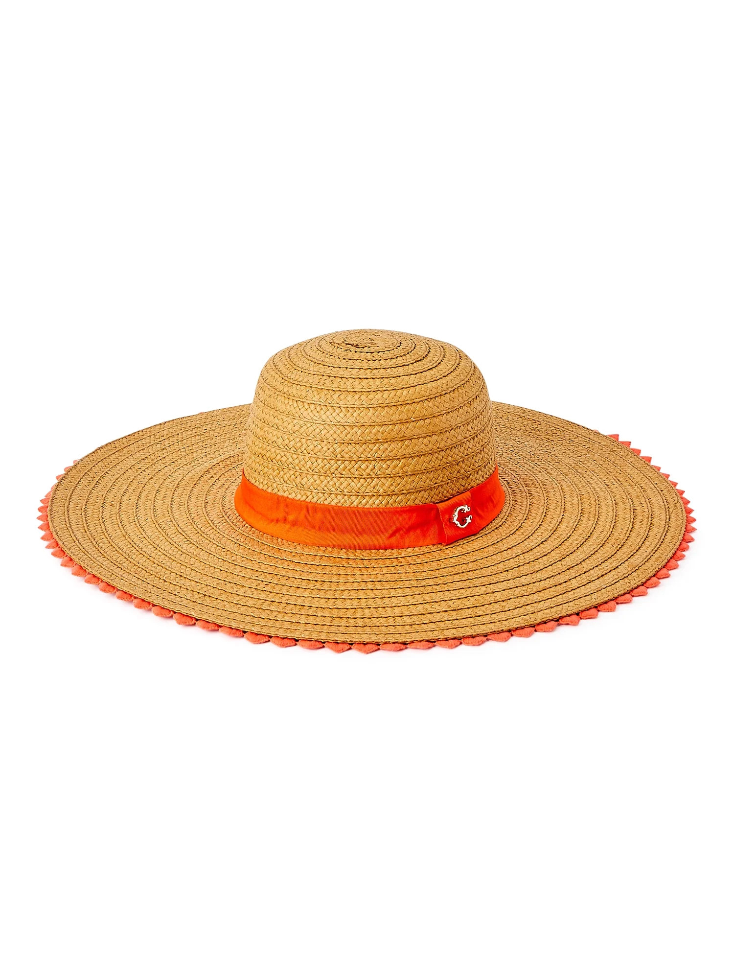 C. Wonder Adult Female Floppy Straw Hat with Scalloped Edge - Walmart.com | Walmart (US)