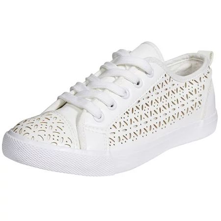 Chatties By Sara Z Womens Perforated Fashion Sneakers Tie up Slip On with Laces for Ladies Size 9/10 | Walmart (US)