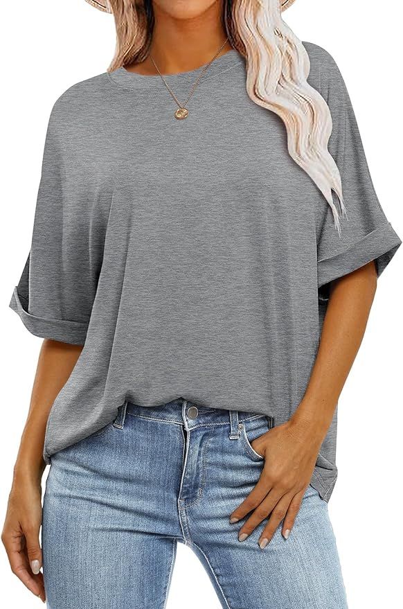 ANRABESS Women's Oversized T Shirts Short Sleeve Crewneck Summer Tops Casual Loose Basic Tee Shir... | Amazon (US)