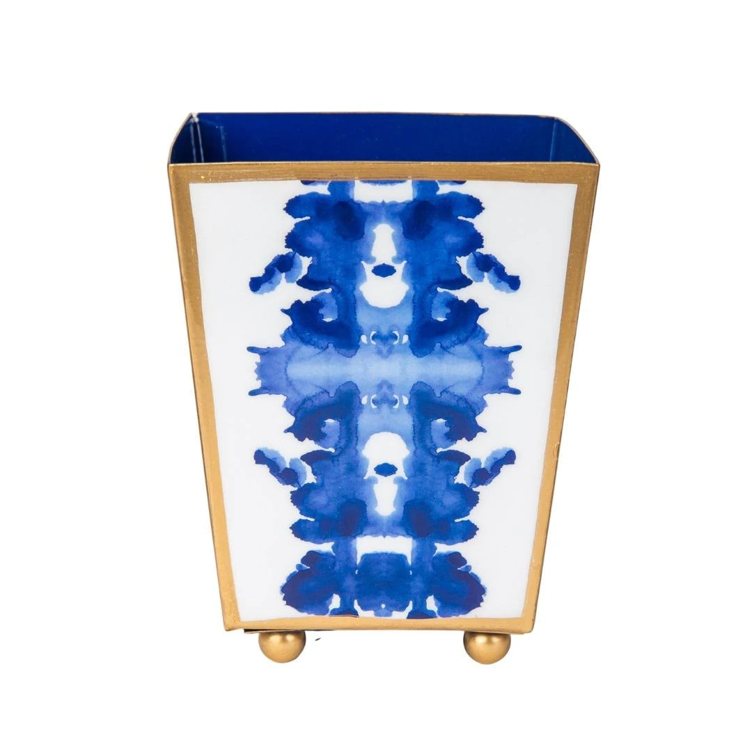 Small  Enameled Blue Inkblot Cachepot | CARRIE DUNHAM