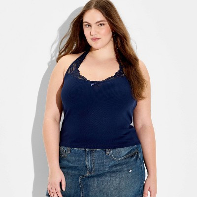 Women's Lace Halter Top - Wild Fable™ Navy Blue 4X | Target