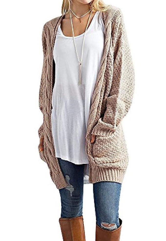 Imily Bela Women's Boho Long Sleeve Open Front Chunky Warm Cardigans Pointelle Pullover Sweater Blou | Amazon (US)