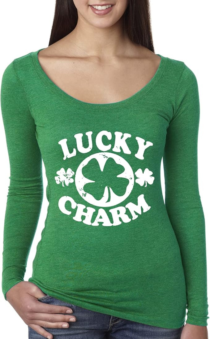 Lucky Charm Classic Vintage St. Patrick's Day Womens Scoop Long Sleeve Top | Amazon (US)