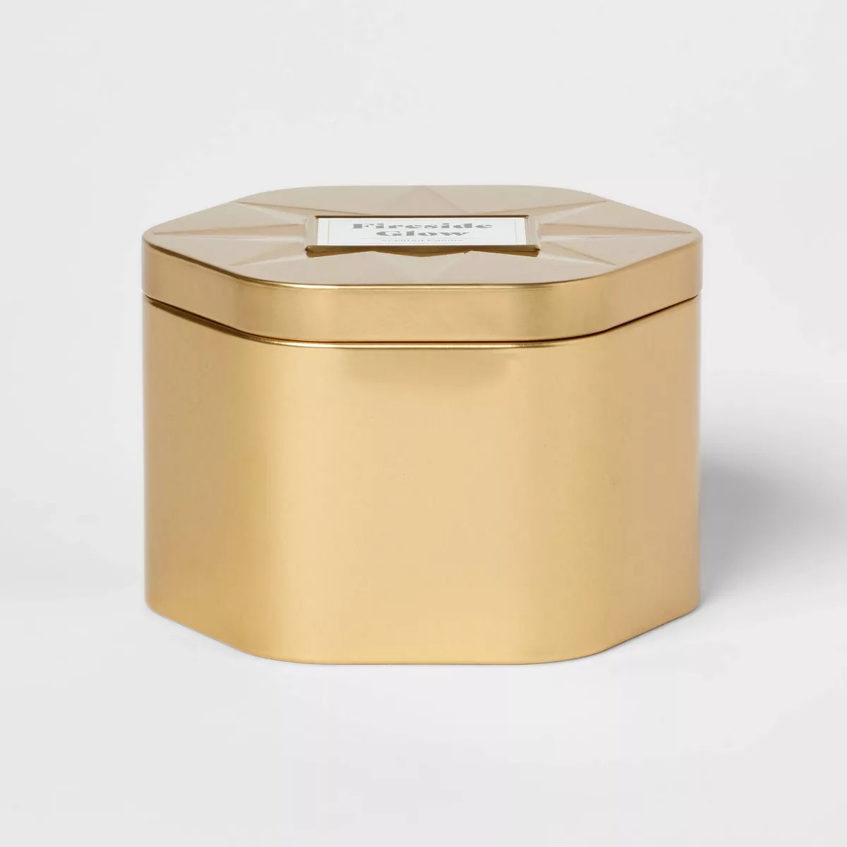 3 Wick Lidded Metal Tin Candle Fireside Glow 18oz Gold - Threshold™ | Target