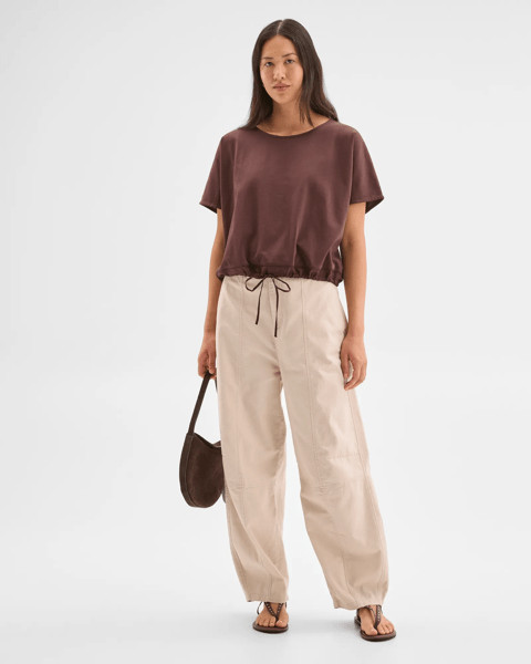 Australian Cotton Drawcord Hem T-Shirt - Wine Truffle | Target AU