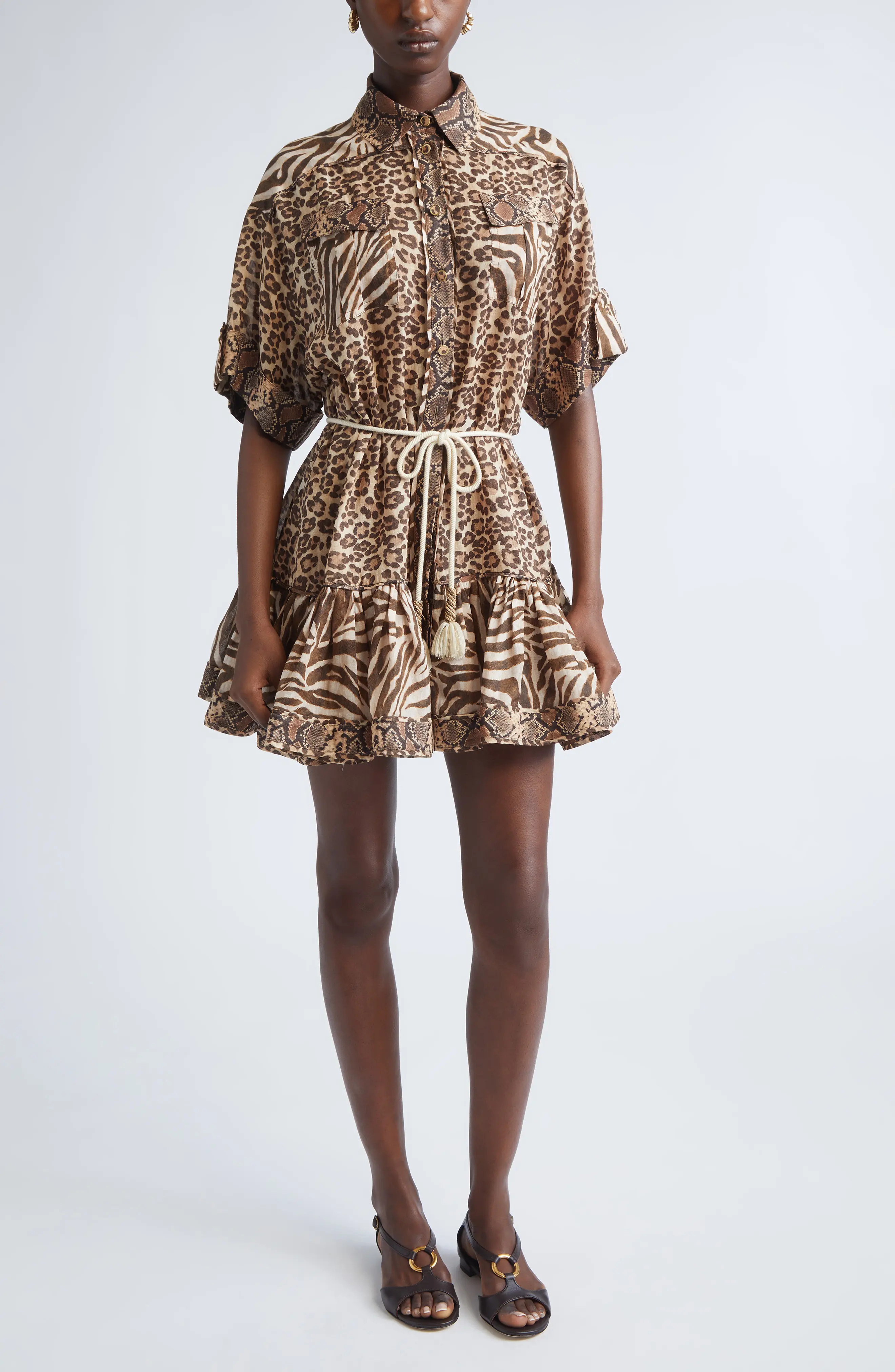 Wanderlust Animal Print Belted Cotton Shirtdress (Women) | Nordstrom | Nordstrom