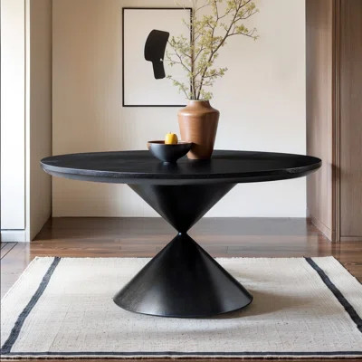 Elegant Black Round Dining Table with Sleek Cone Base, Luxury Contemporary Design for Sophisticated Living Spaces | Wayfair North America