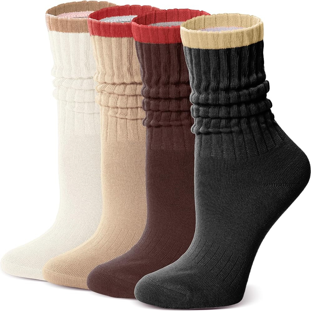 MOSEY KOSY Slouch Cotton Socks, Scrunch Thin Crew Calf Socks for Women Men | Amazon (US)