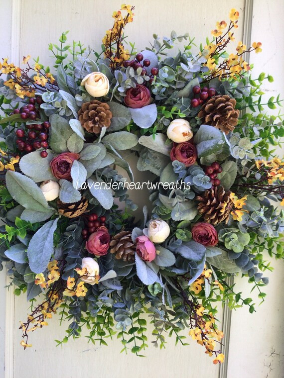 Fall Burgundy Wreath/ Door Wreath/ Berries/ Eucalyptus/ - Etsy | Etsy (US)