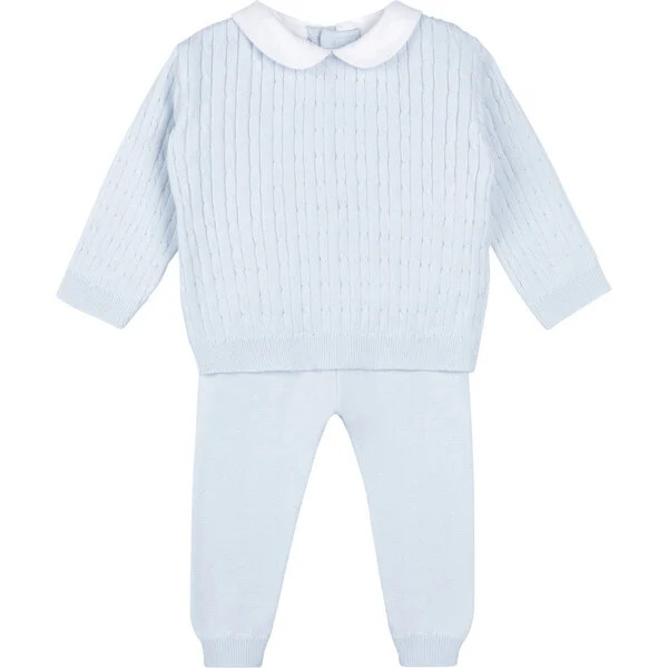 Boys Peter Pan Cable Knit Set Blue | Maisonette