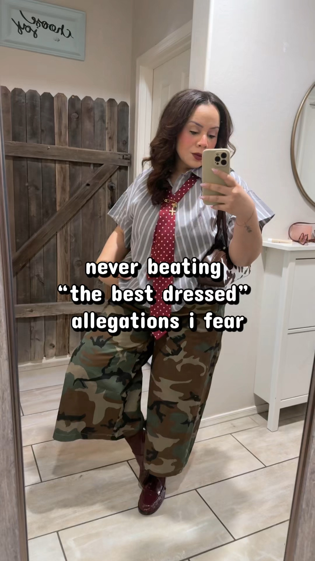 Top wearing large
Pants xxl
Tie thrifted added a fun gold safety pin 
