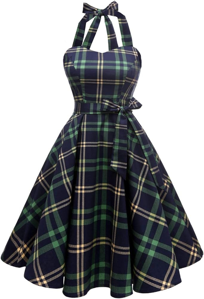 Topdress Women'sVintage Polka Audrey Dress 1950s Halter Retro Cocktail Dress | Amazon (US)