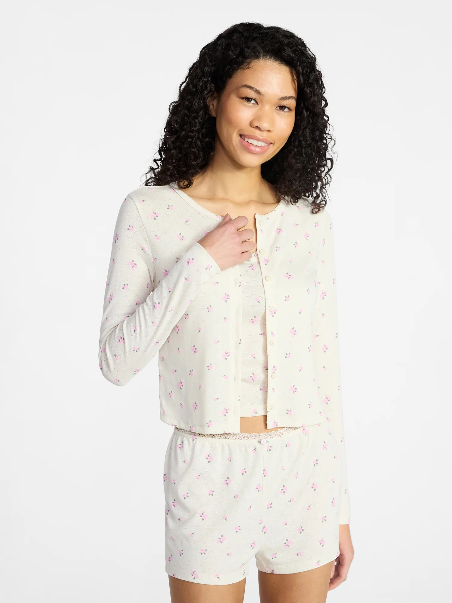 No Boundaries Sleep Pointelle Knit Cardigan, Women’s XXS-3X | Walmart (US)
