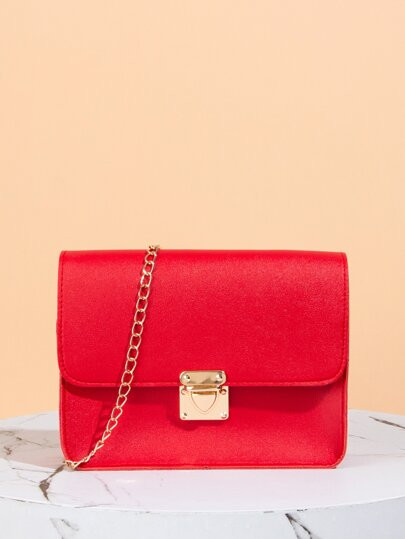 Push Lock Flap Chain Bag | SHEIN
