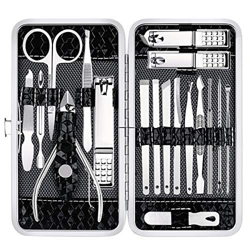 Nail Clippers Set Fingernail and Ingrown Toenail Clipper Cutters for Men and Women, Professional Manicure Pedicure Grooming Kit, 18 Pieces Stainless Steel Nail Care Tools with Leather Travel Case | Amazon (US)