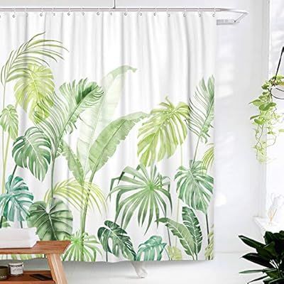 Lifeel Jungle Shower Curtain, Tropical Shower Curtain Palm Banana Monstera Leaf Bathroom Shower C... | Amazon (US)