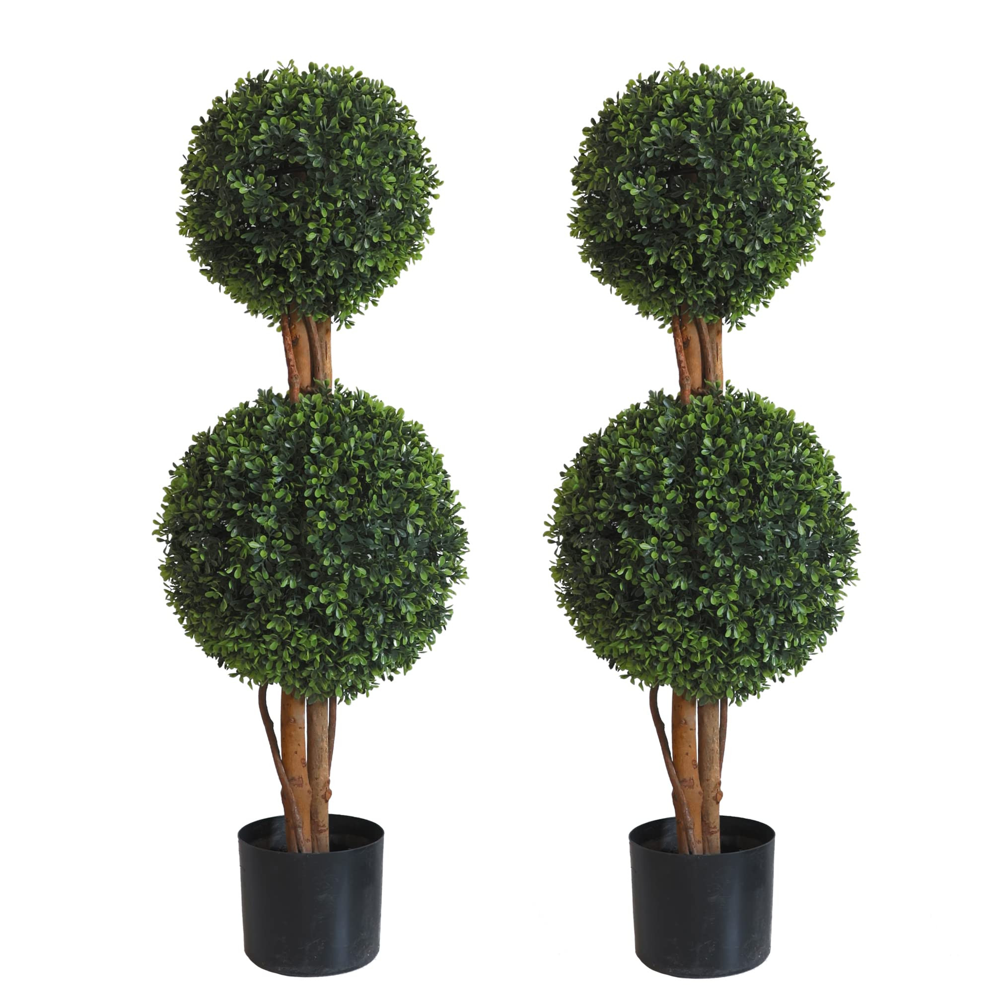 Lifelike Indoor&Outdoor use 3Ft Boxwood Double Ball Topiary Trees Faux Topiary Tree for Porch,Hom... | Amazon (US)