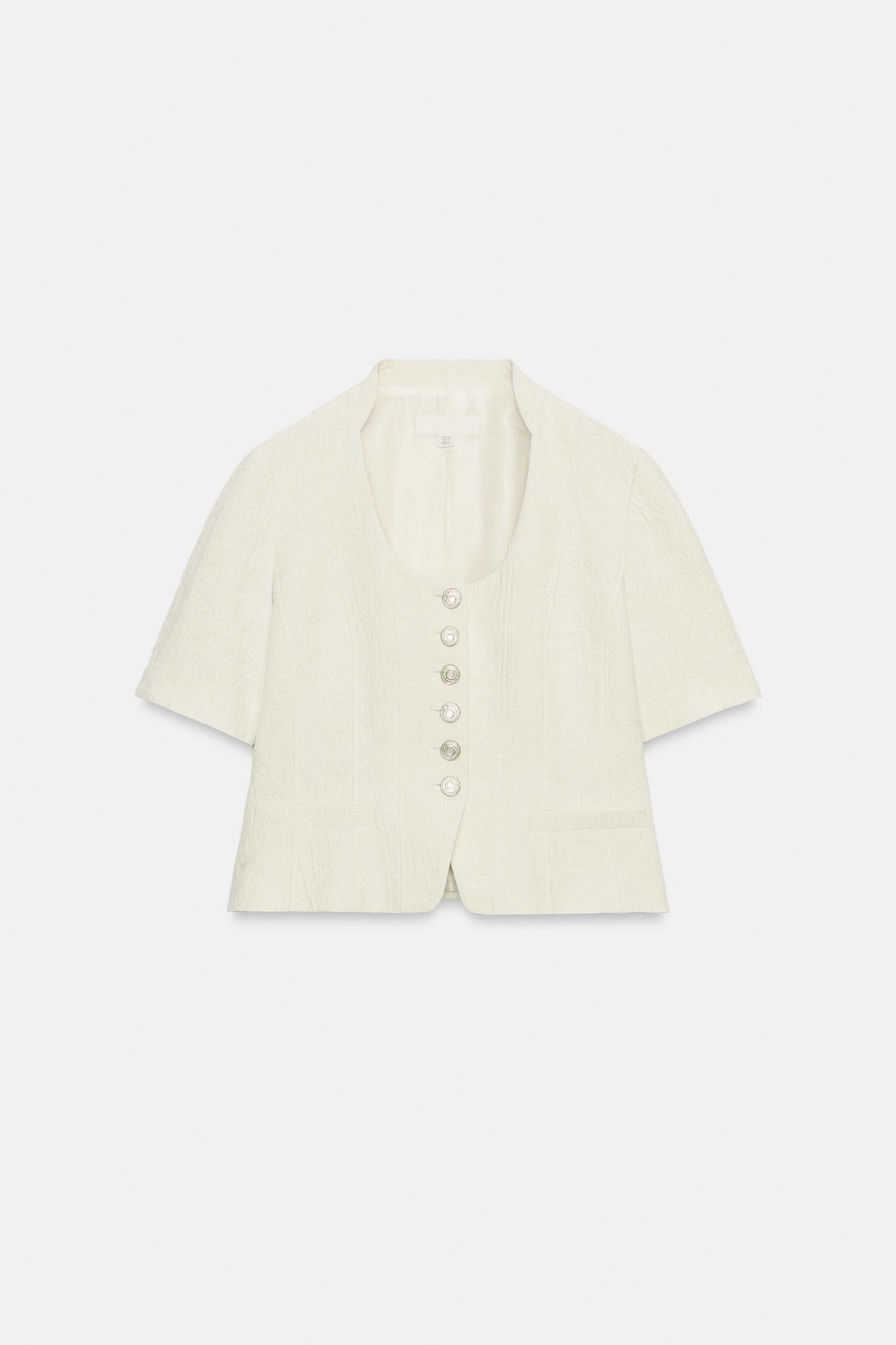 SHORT SLEEVE JACQUARD JACKET | Zara US