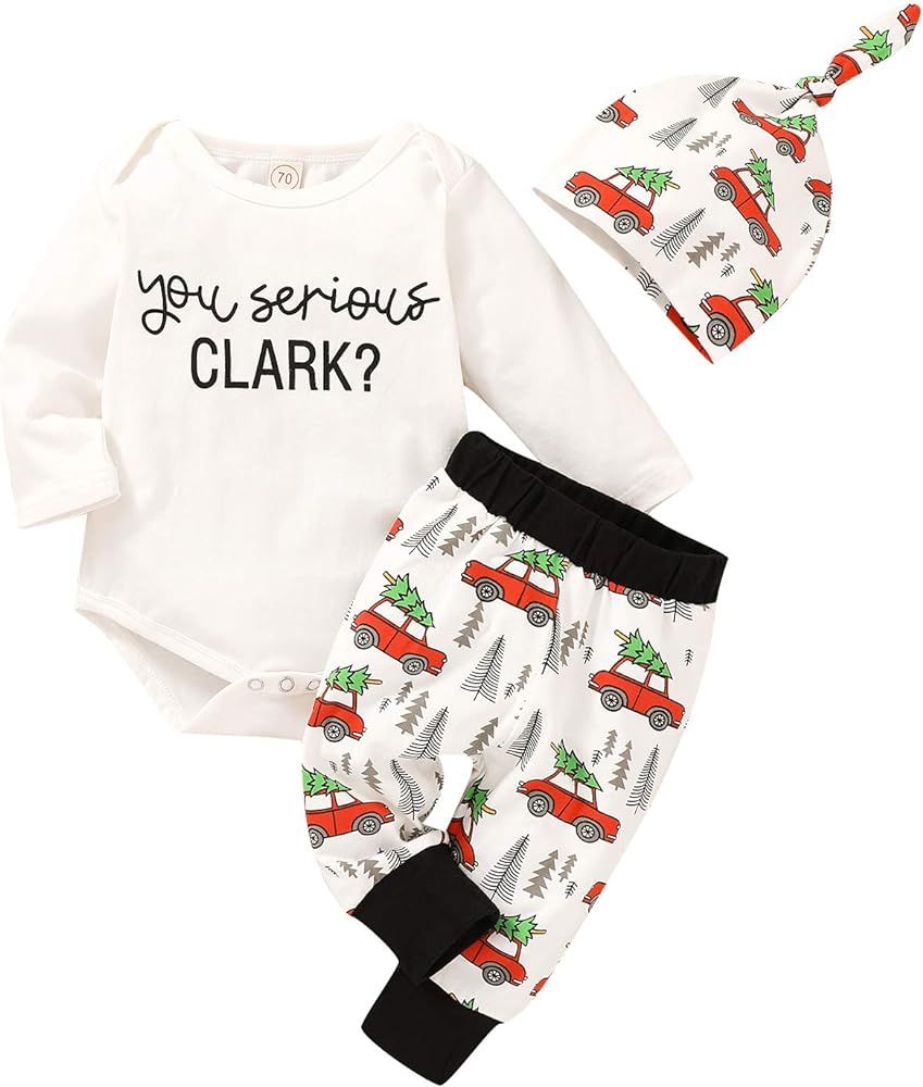 Family Christmas Newborn Baby Xmas Car Romper Pants+Xmas Hat Coming Home Outfits Set | Amazon (US)