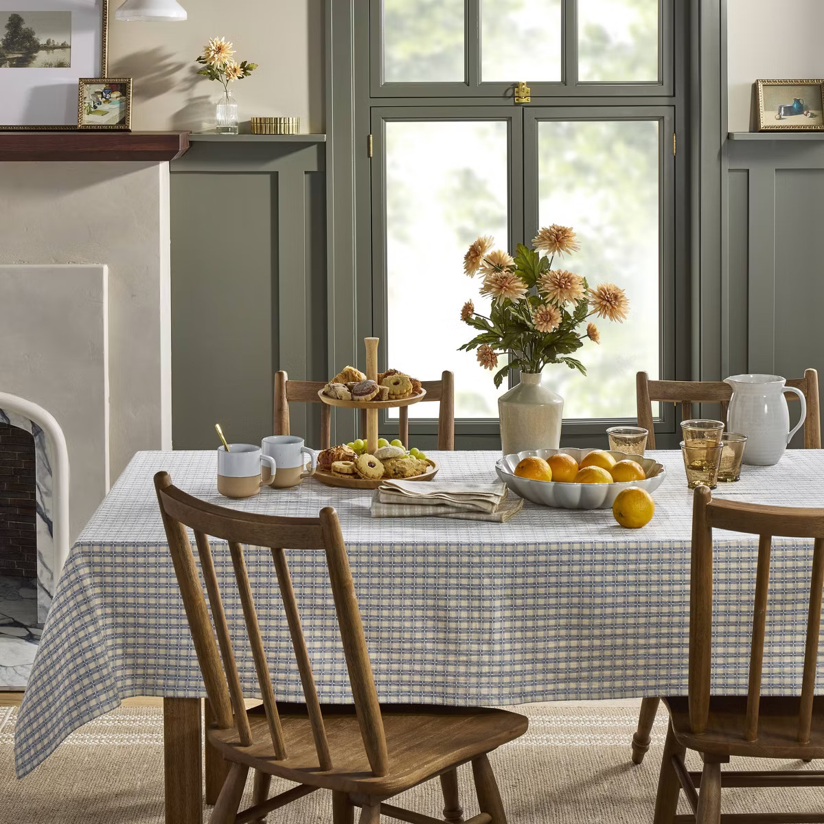 60"x84" Textured Gingham Tablecloth Blue/Natural - Hearth & Hand™ with Magnolia | Target
