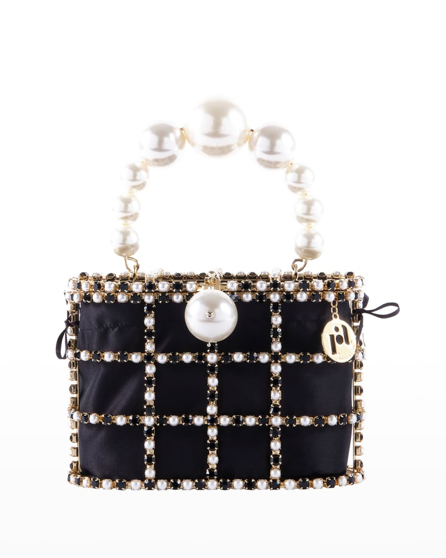 Rosantica Holli Crystal Caged Pearly Top-Handle Bag | Neiman Marcus