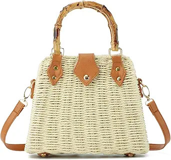 SUKUTU Women Straw Tote Bag Hand-woven Summer Beach Top-handle Handbag vintage Rectangle Cross Bo... | Amazon (US)