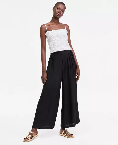 On 34th Women's Shell-Embellished Gauze Tank & Pleated Gauze Wide-Leg Pants, Macy's Exclusive - M... | Macy's