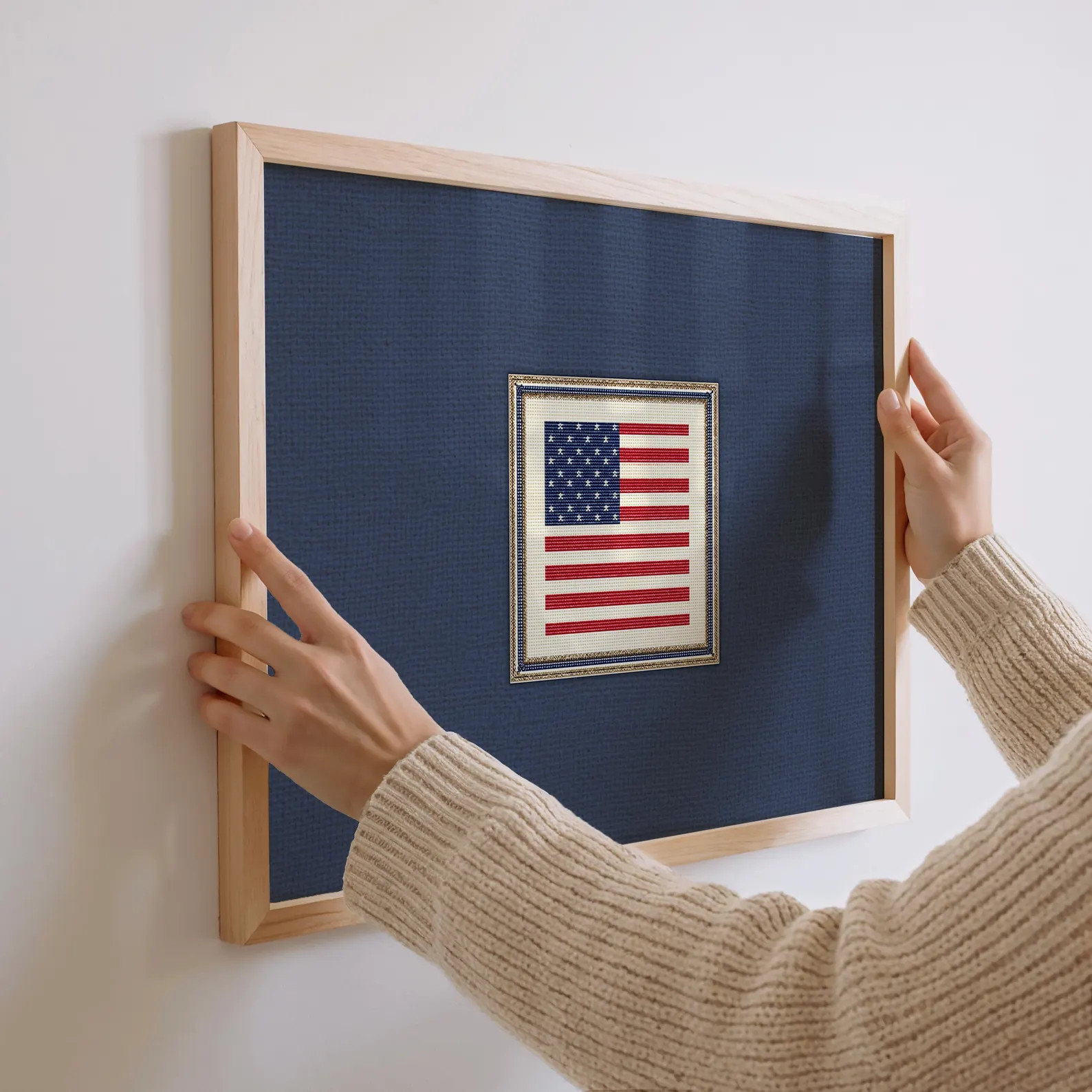 Vintage American Flag Wall Art, Patriotic Nursery Decor, Americana Kids Room, Blue Textile Boy Nu... | Etsy (Global)