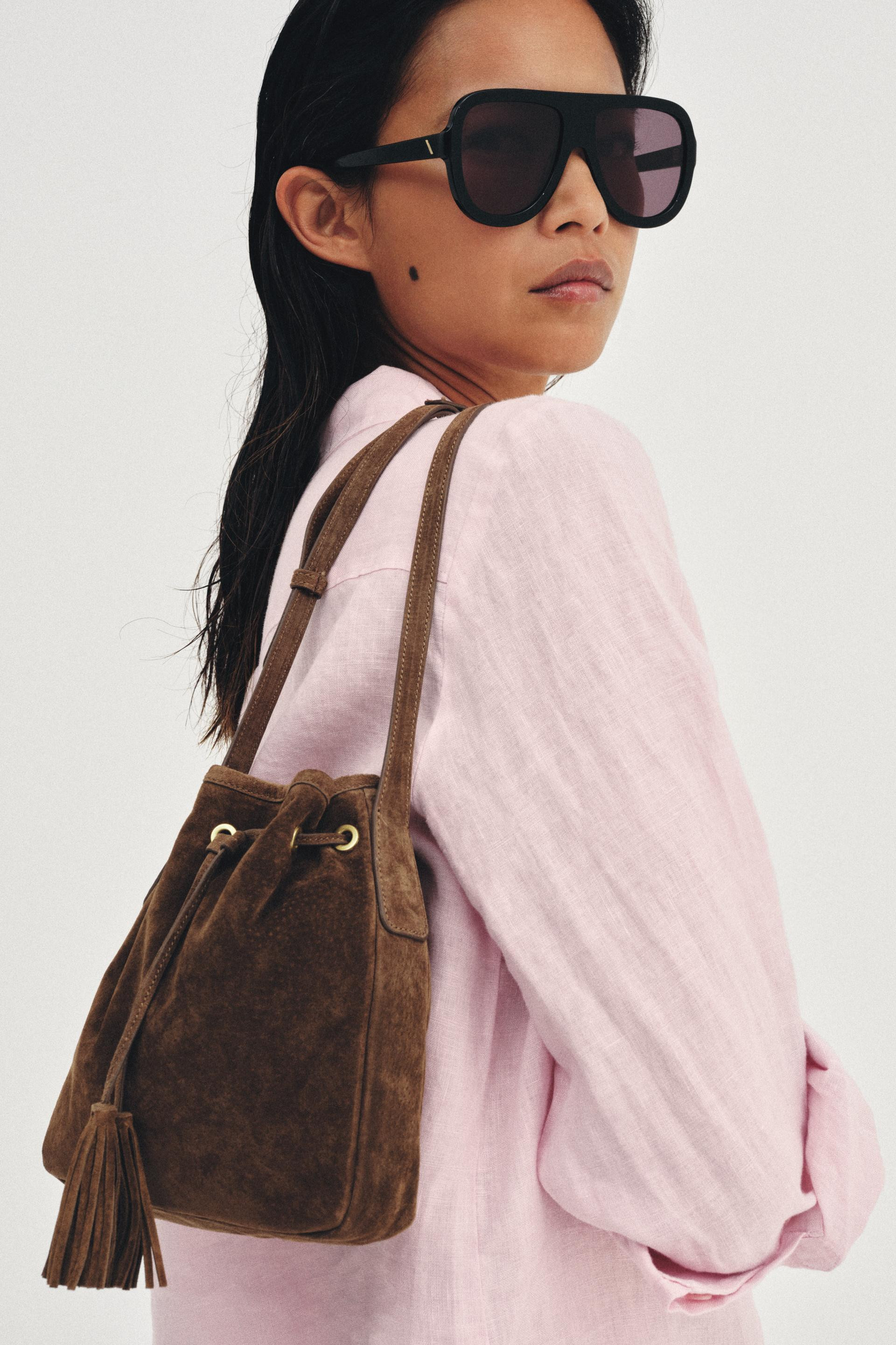 Zara - Mini Gathered Leather Crossbody Bag - Sand/Brown - One Size Only - Woman | Zara US
