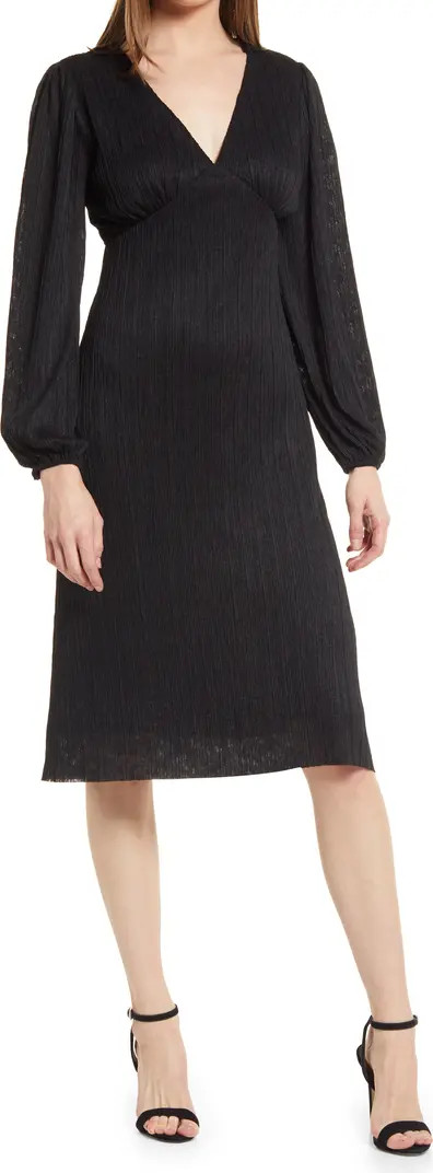 All in Favor Plissé Empire Waist Midi Dress | Nordstrom | Nordstrom
