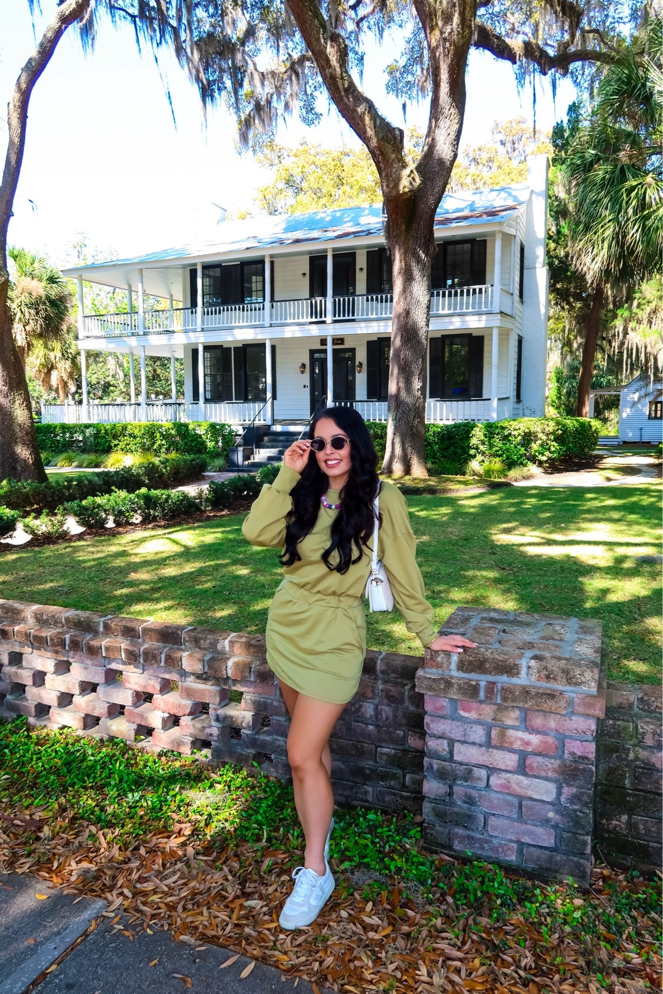 Under $30 Amazon keyhole open back dress, beaded necklace, under $15 oval sunglasses and veja sneakers (tts) #founditonamazon

#LTKMothersDay #LTKActive #LTKSaleAlert