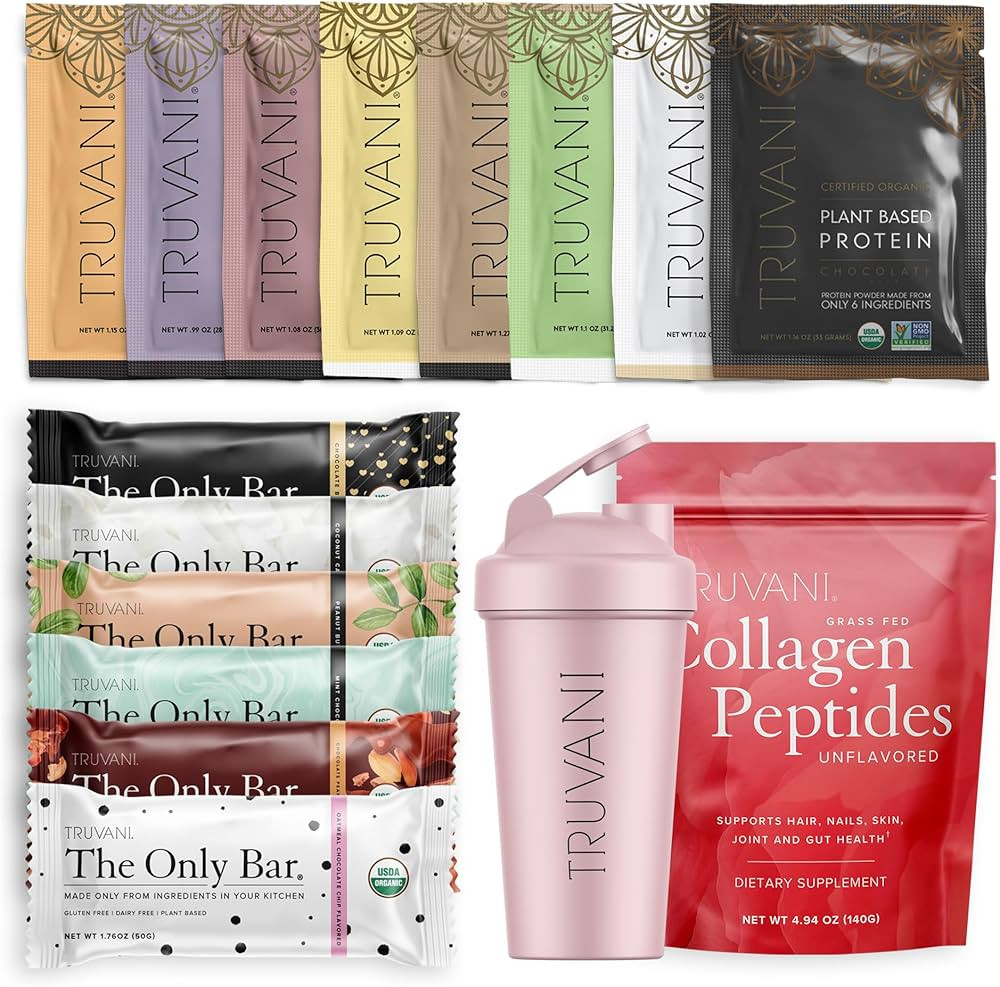 Truvani Discovery Set - Includes Organic Protein Powder 8 Flavor Sample Pack, Plant-Based Snack B... | Amazon (US)