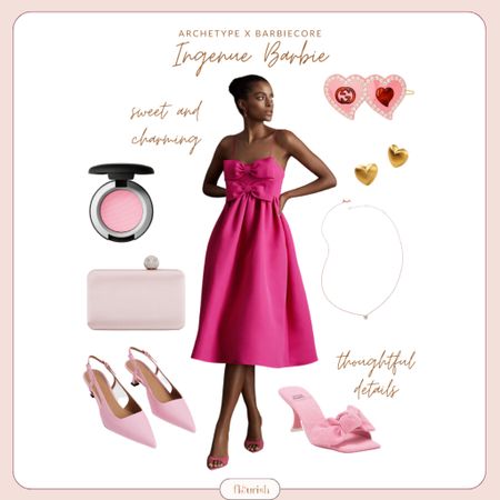 We are celebrating the amazing #barbie movie in a very special way! If Barbie were to come as each of the Flourish Style Archetypes, what would her outfit be? What types of accessories would she come with?! The Ingenue Barbie channels her #girlnextdoor energy through sweet and charming accessories. Shop her #datenight look for a perfectly lovely evening! 

#LTKFind #LTKwedding #LTKstyletip