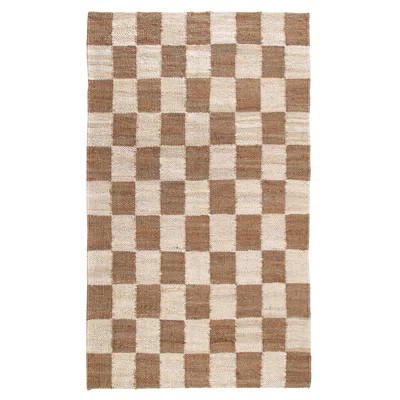 Madalene Checkerboard Natural and Ivory Rug | Wayfair North America