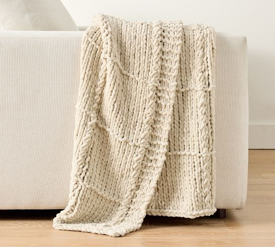 Chenille Windowpane Throw | Pottery Barn (US)