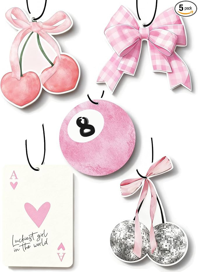 Coquette Pink Bow Car Air Fresheners, 5-Pack Assorted Floral Scents Cherry Cute Girly Car Accesso... | Amazon (US)