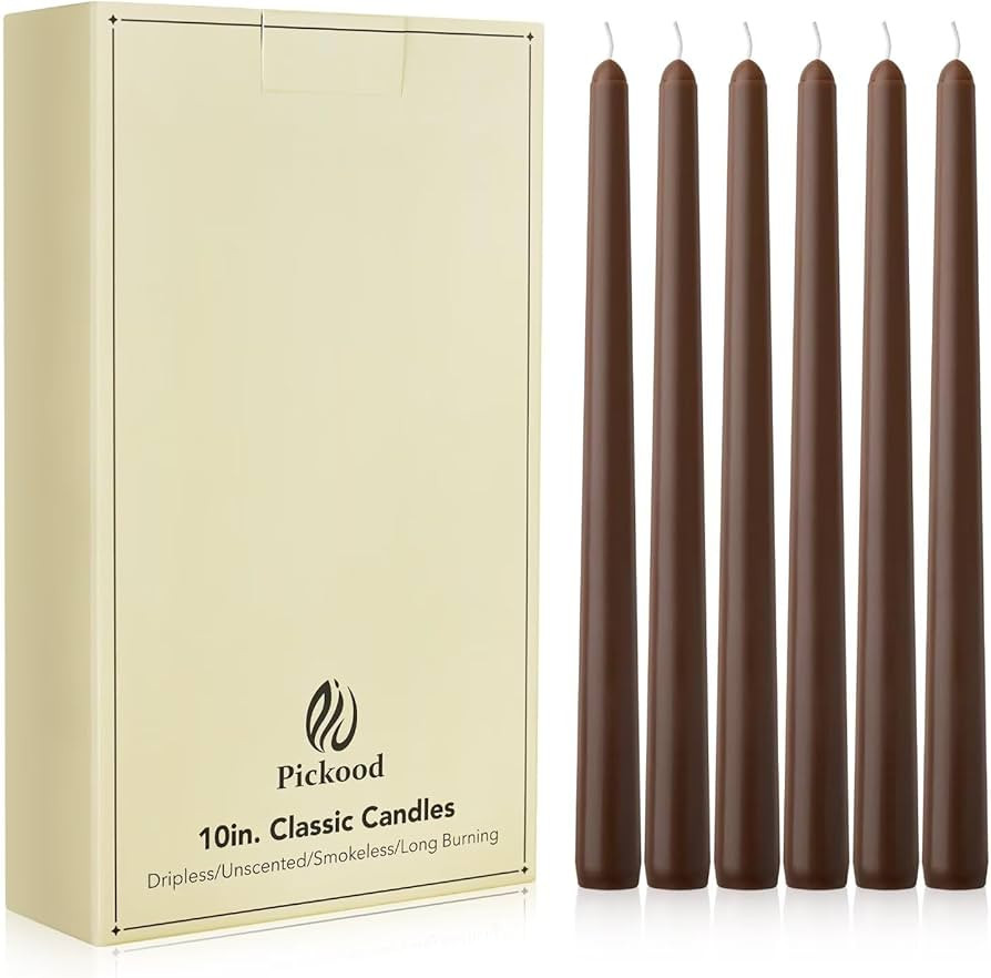 New Burning Formula Unscented Dripless 10-Inch Taper Candles Set of 12 - Cocoa Brown, for Wedding... | Amazon (US)