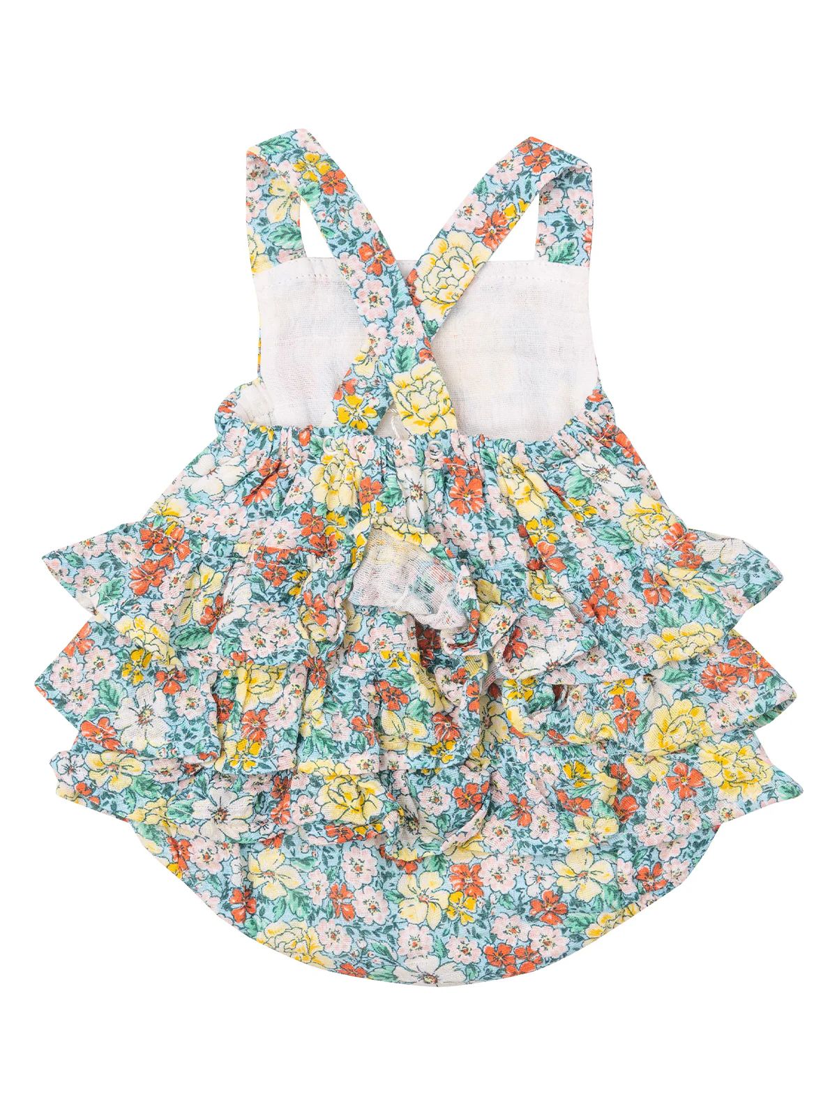 Ruffle Sunsuit, Golden Peony Floral | SpearmintLOVE