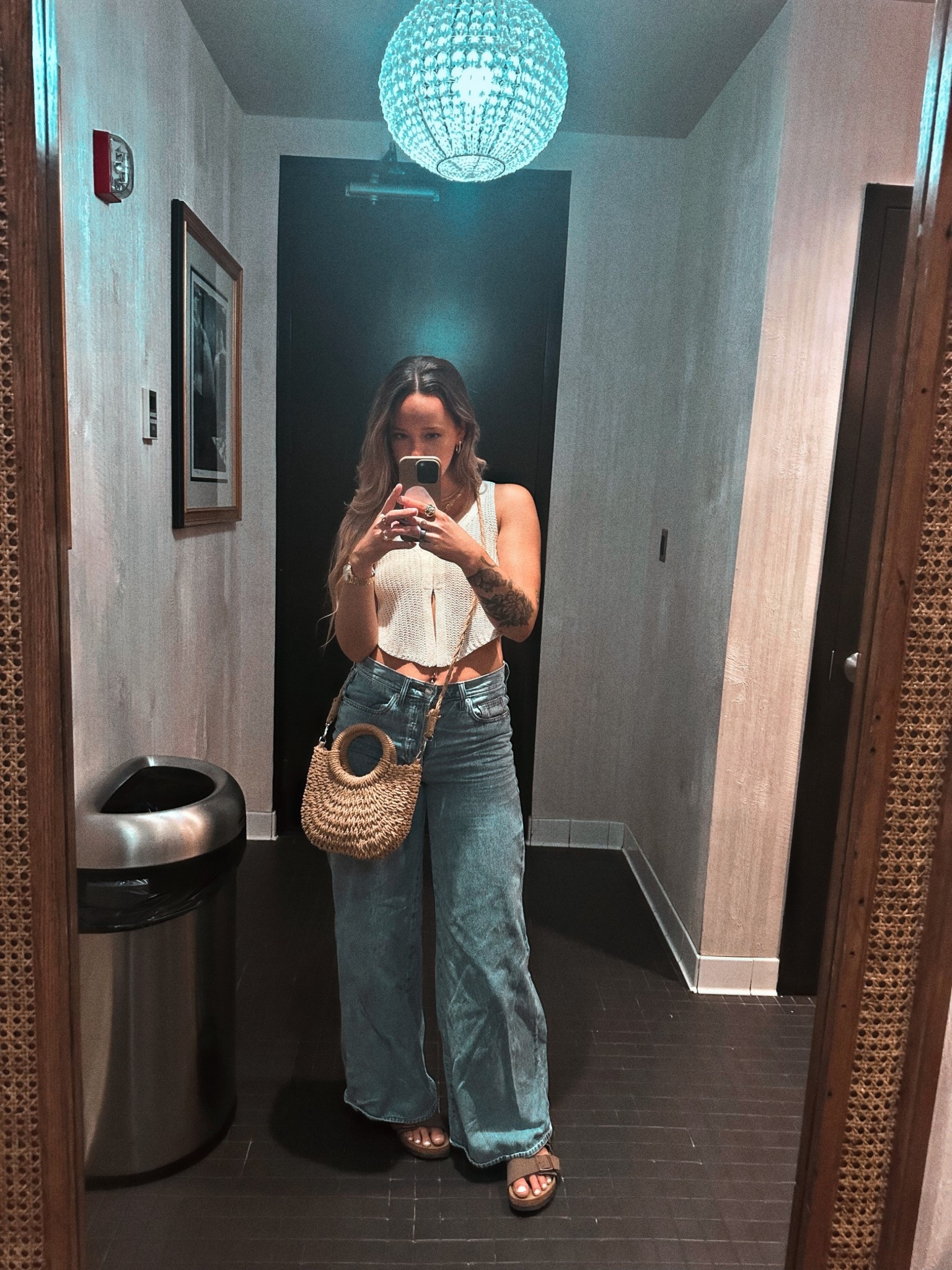 This crocheted vest and wide leg jean combo is giving effortless end-of summer energy. Birks for comfort, chunky layered necklace combo for contrast 🤎

#LTKStyleTip #LTKSaleAlert #LTKFindsUnder100