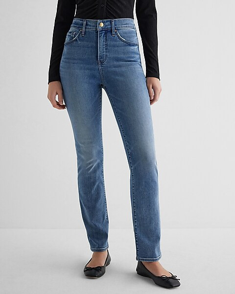 High Waisted Medium Wash '90s Slim Jeans | Express