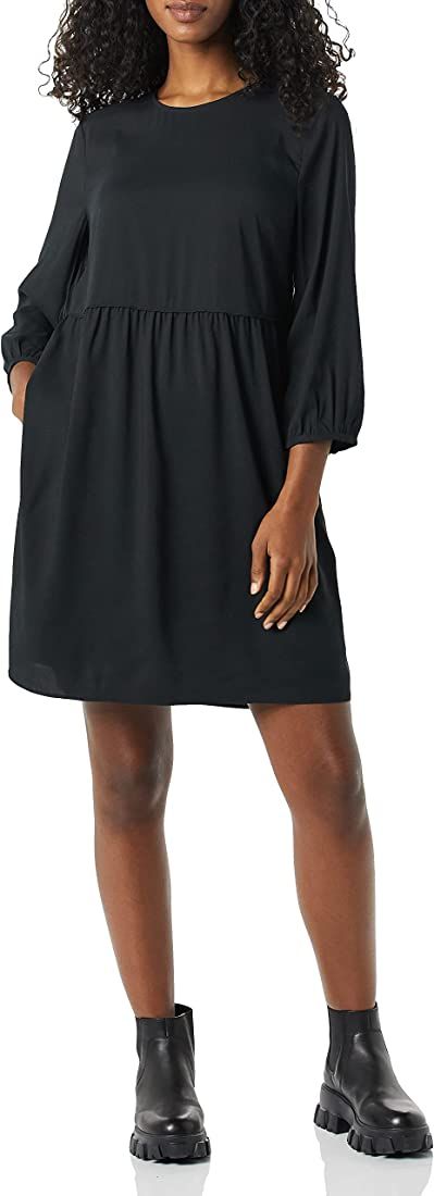 Amazon Essentials Women's Satin Georgette 3/4 Sleeve Crewneck Mini Dress | Amazon (US)