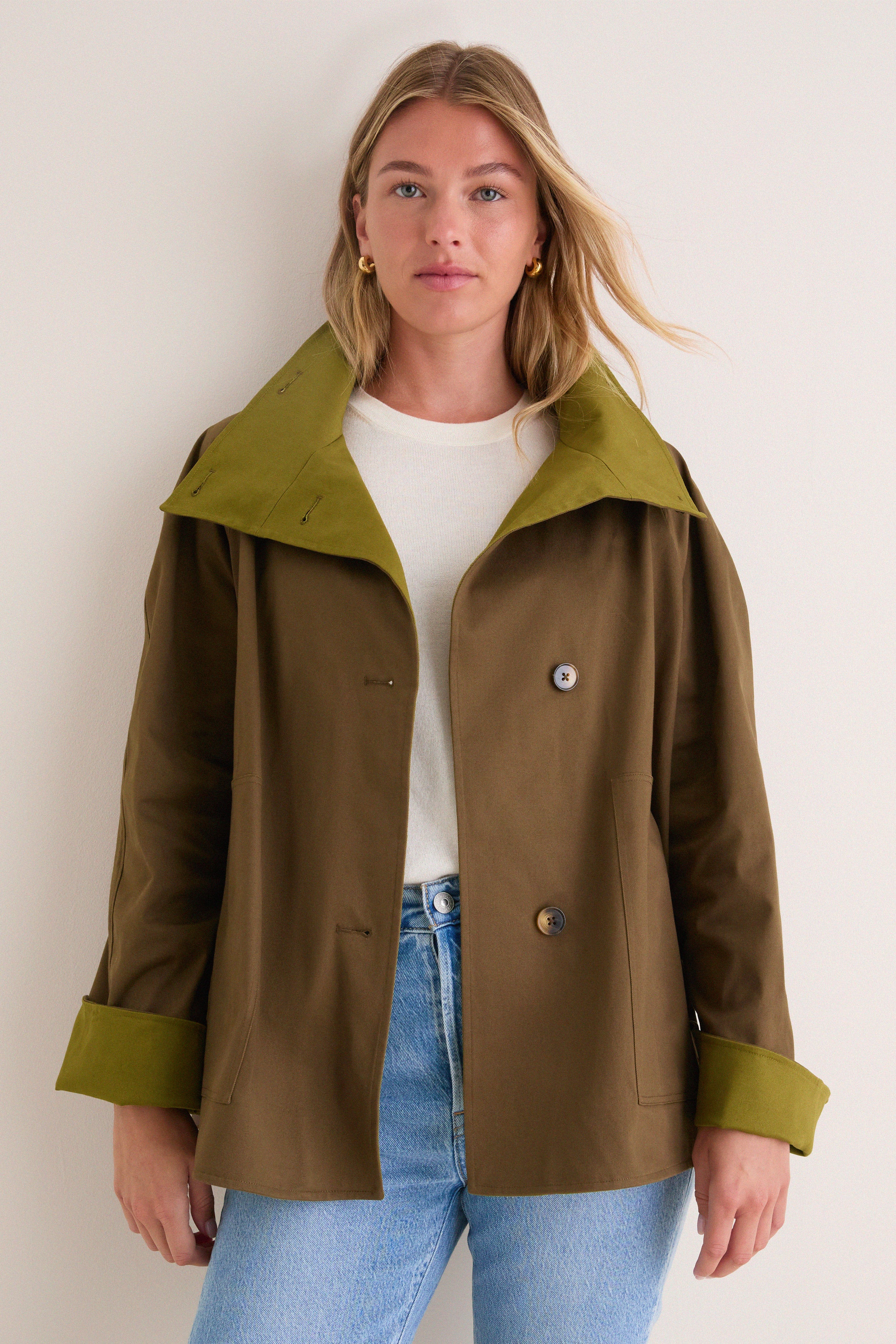Khaki Brown Howell Cropped Trench | Tuckernuck (US)