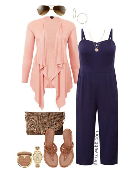 Plus Size Cruise Collection - Jumpsuit Outfits with a Coral Cardigan and Tory Burch sandals - Alexa Webb

#LTKPlusSize #LTKStyleTip #LTKSeasonal