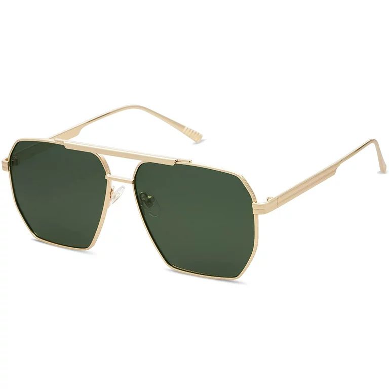 Retro Oversized Square Polarized Sunglasses for Women Men Vintage Shades Classic Large Metal Sun ... | Walmart (US)