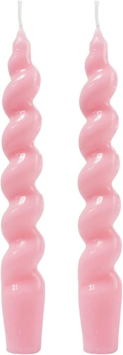 XINAOBAOLUO 7.5'' Handmade Spiral Taper Candles Set of 2 Pink Twisted Long Candle Colored Unscent... | Amazon (US)