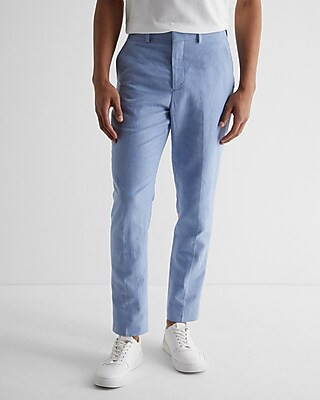 Extra Slim Light Blue Linen-Cotton Blend Suit Pant | Express